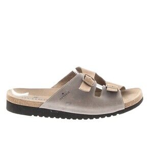 Artıka Double-Buckle Leather‎ Slide Sandals Eu 42 US 11 Tan Gray France Boho